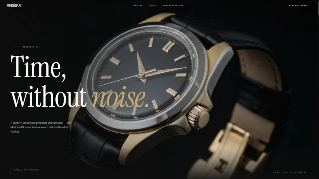 MERIDIAN — Luxury Watch Brand website (concept)