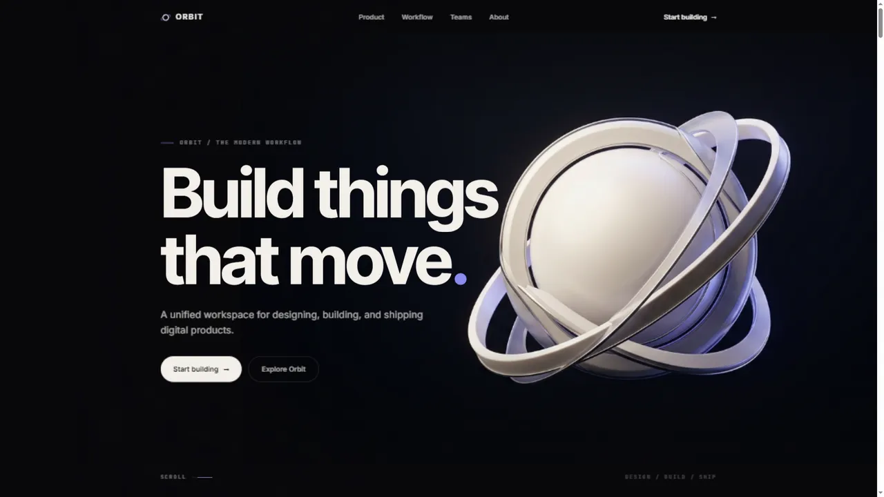 Orbit — Modern Workflow Platform website (concept)